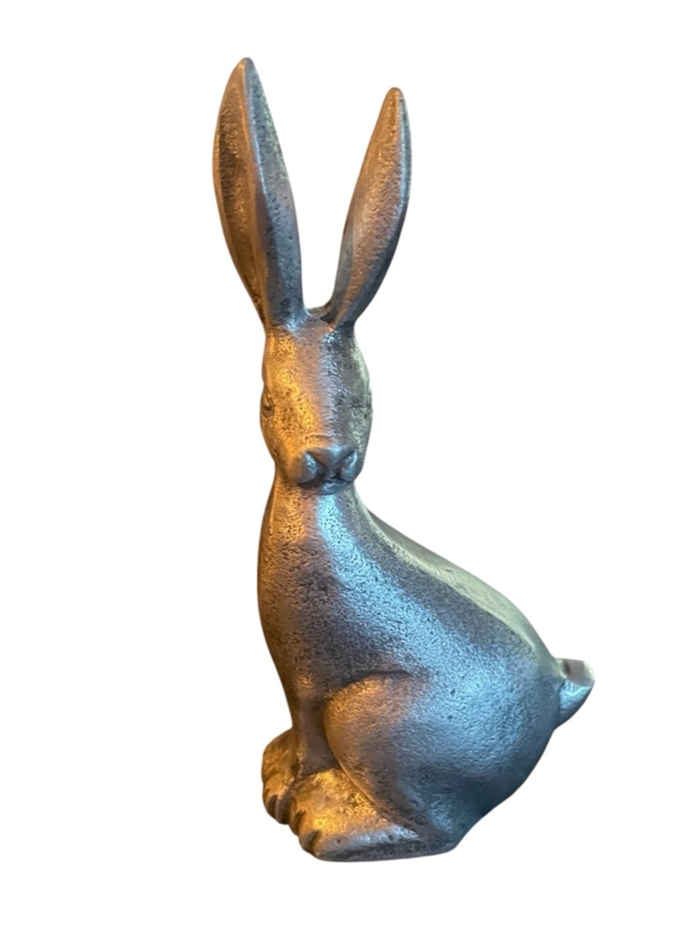 Pottery Barn Pewter Rabbit Hare 7” tall Goldy Mascot